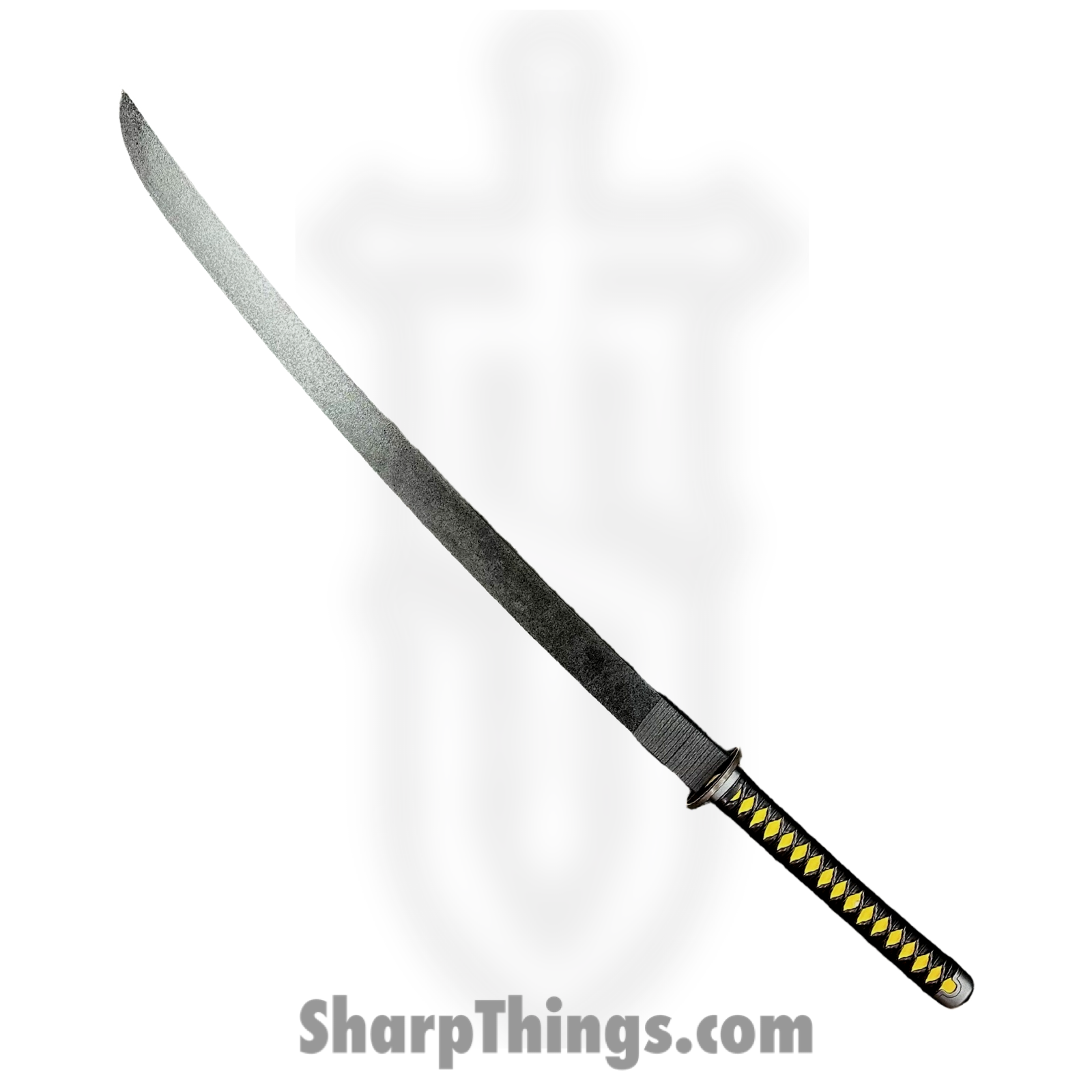 SBC - DEADPOOL0125 - Deadpool - Fixed Blade Knife - 1045 HC Black w/ Yellow Katana - Leather Wrapped - Black Yellow - Image 3