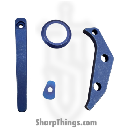Aurora Knife and Tool – AK-TRUF-AC-SWBL – Truffels Accent Set – Backspacer Pivot Colar Pocket Clip and Clip Filler – Titanium – Stonewash Blue