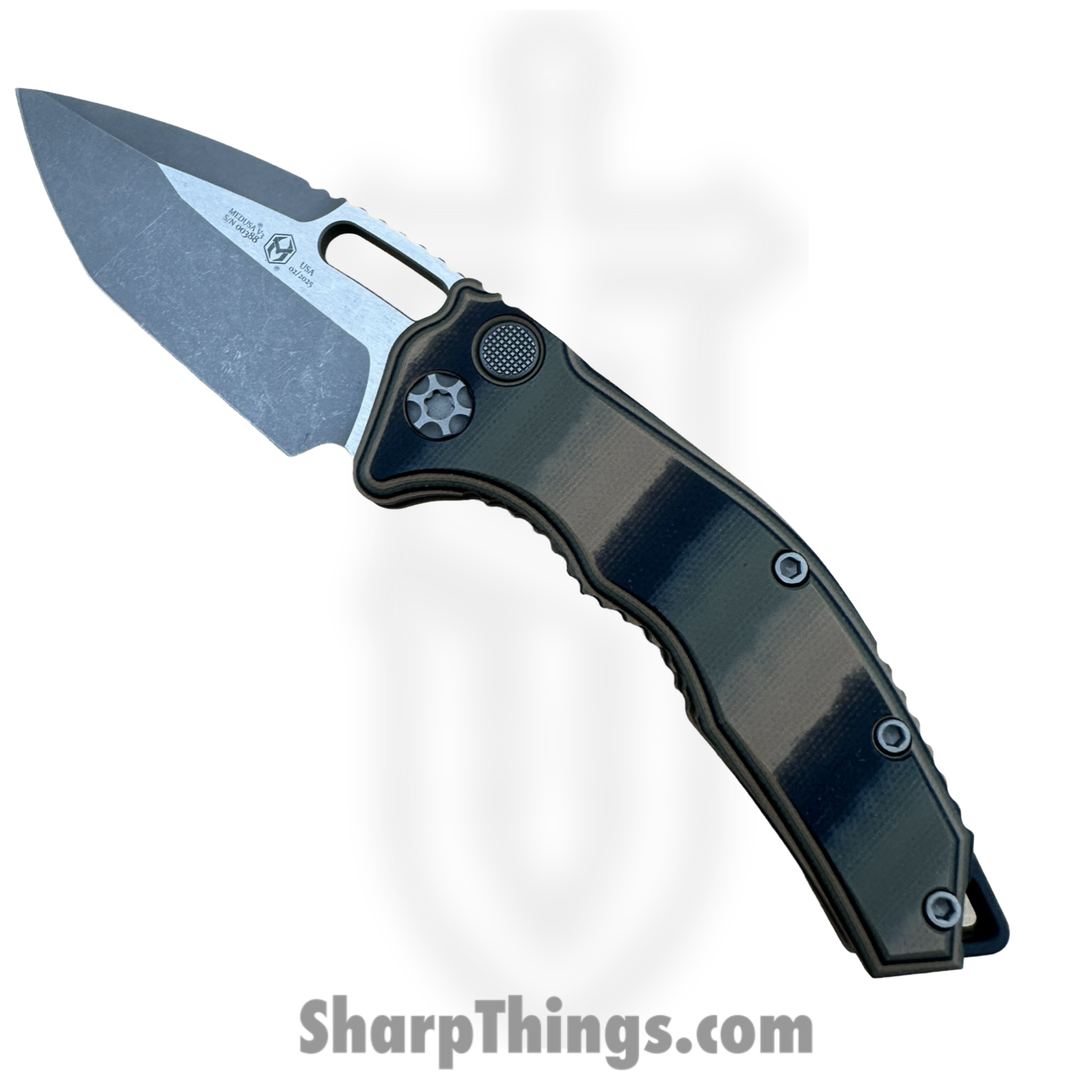 Heretic Knives - H011-5A-G10CAMO - Medusa - Automatic Knife - CPM MagnaCut Stonewash Tanto - G10 - Camo