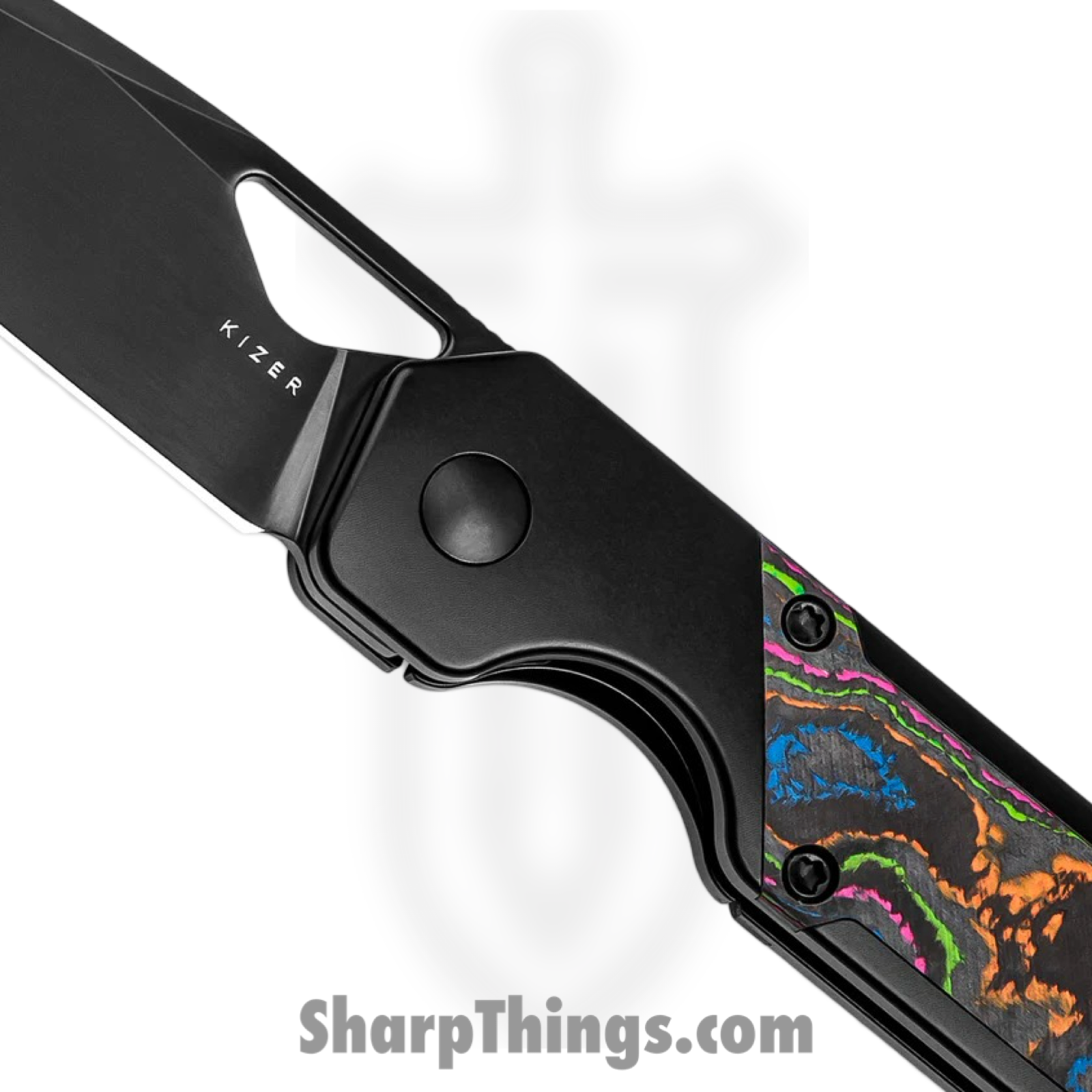 Kizer Cutlery - KI3634SA1 - Mini Militaw 80s - Folding Knife - M390 Black Drop Point - Titanium Camo Carbon Fiber - Black Multi - Image 2