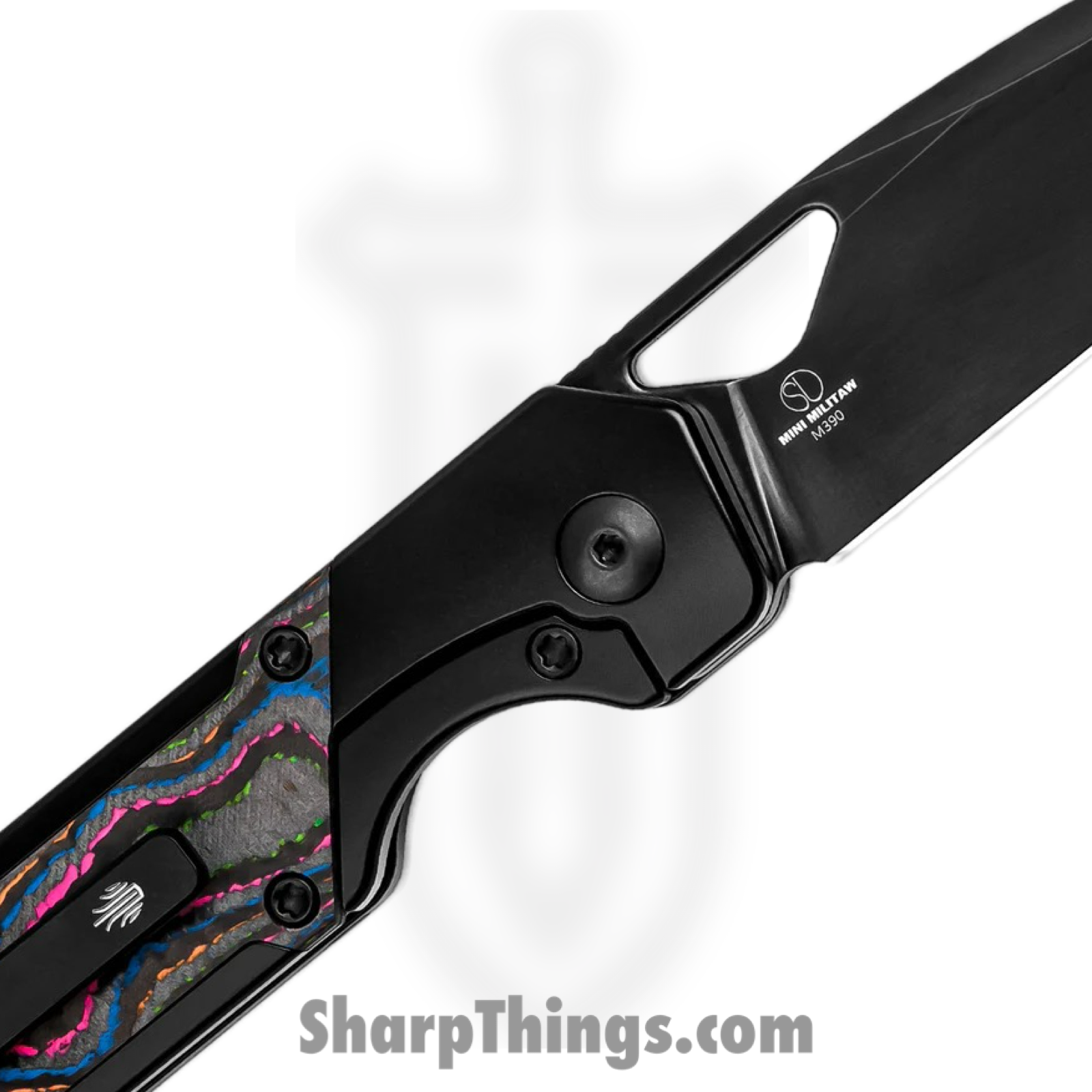 Kizer Cutlery - KI3634SA1 - Mini Militaw 80s - Folding Knife - M390 Black Drop Point - Titanium Camo Carbon Fiber - Black Multi - Image 3