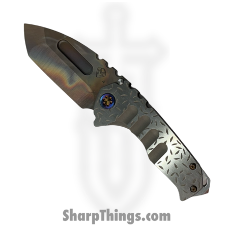 Medford Knife and Tool – MK0294VT-01TM-TFCF-BN – Genesis “T” – Folding Knife – S45VN Vulcan Tanto – “Jasmine Fields” Titanium – Silver