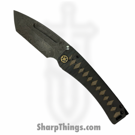 Medford Knife and Tool – MK045CNT-31A6-TPCP-BP – Marauder-H – Folding Knife – Chad Nichols Damascus Tanto – “Tsunami-Maki” Titanium – Black Bronze