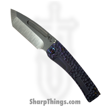 Medford Knife and Tool – MK045MTT-38A3-TFCF-BN – Marauder-H – Folding Knife – CPM MagnaCut Tumbled Tanto – “Peaks and Valleys” Titanium – Violet