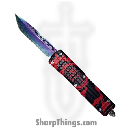 VOC – OTF219 – Large Knife – OTF Auto – Damascus Coated Tanto – Aluminum – Black/Red