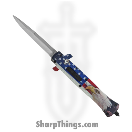 VOC – OTF221 – Bald Eagle – OTF Auto – 440 SS Stonewash Dagger – ABS – Red/White/Blue