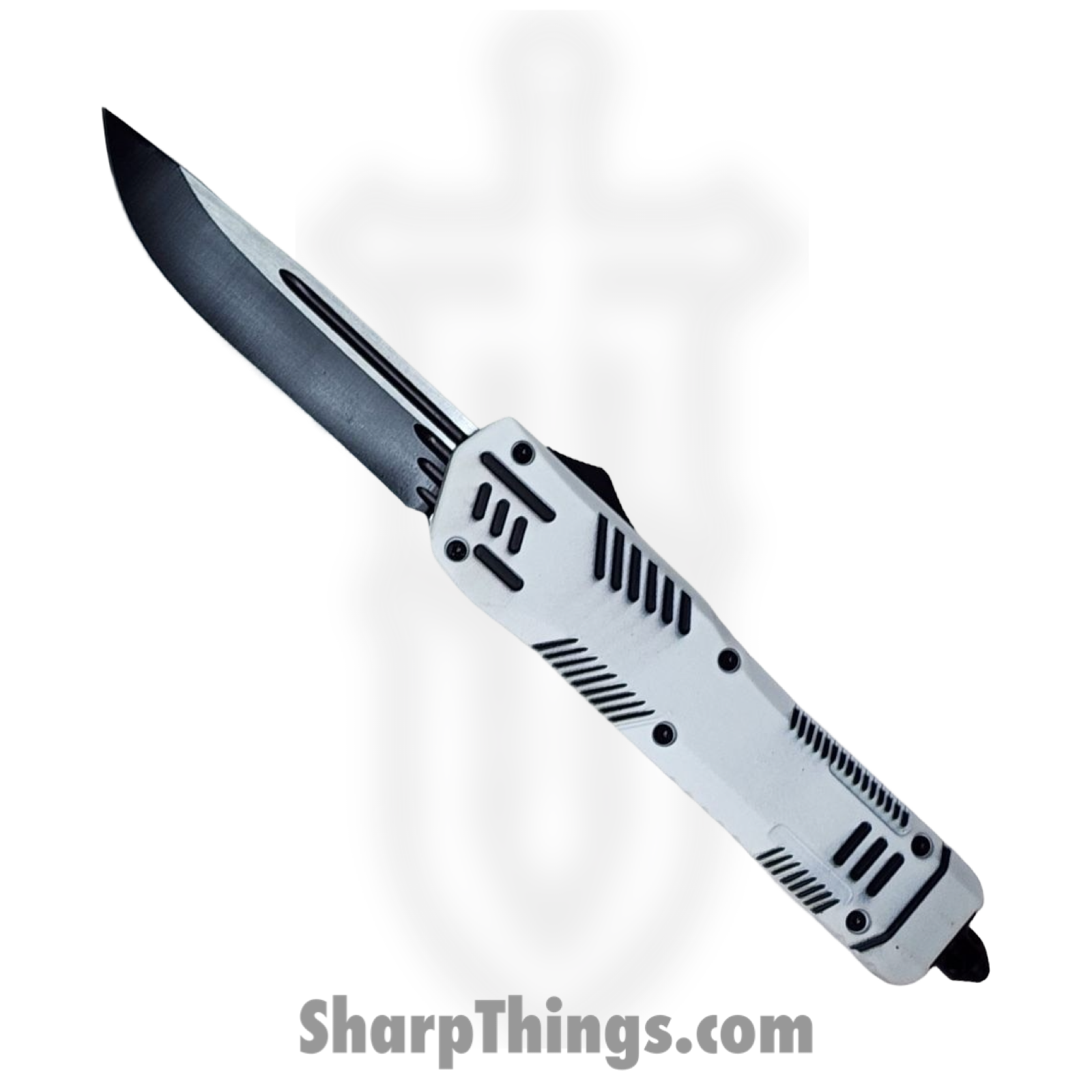 VOC - OTF252 - Large Trooper - OTF Auto - 440 SS Two Tone Drop Point - Aluminum - White/Black