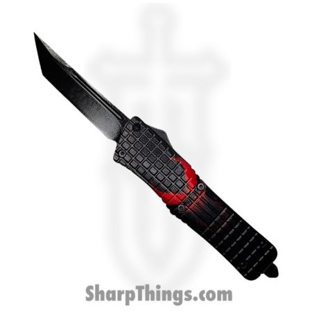 VOC – OTF396 – Large Evil – OTF Auto – Damascus Coated Tanto – Aluminum – Black/Red