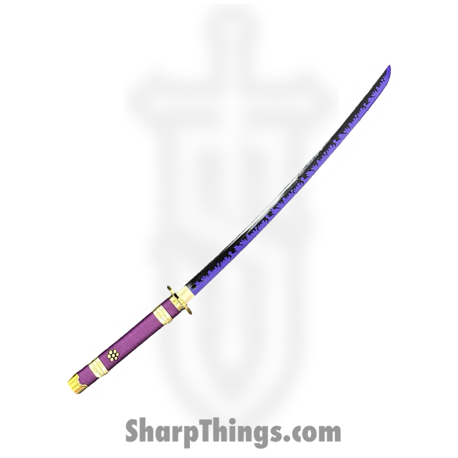 SBC - PURPENMA0125 - Purple Enma - Fixed Blade Knife - 1045 HC Purple and Black Katana - Cord Wrapped - Purple - Image 2