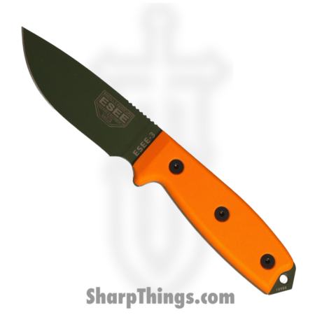 ESEE – RC3POD – Model 3 – Fixed Blade Knife – 1095 HC OD Green Drop Point – G10 – Orange