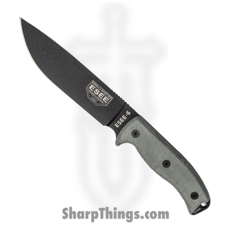 ESEE – RC6P – Model 6 – Fixed Blade Knife – 1095 HC Black Drop Point – Micarta – Gray