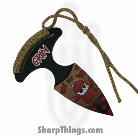 VOC – SD040RD – Grim Push Dagger Crabby – Fixed Blade Knife – 440 SS Coated Dagger – Cord Wrap – Tan