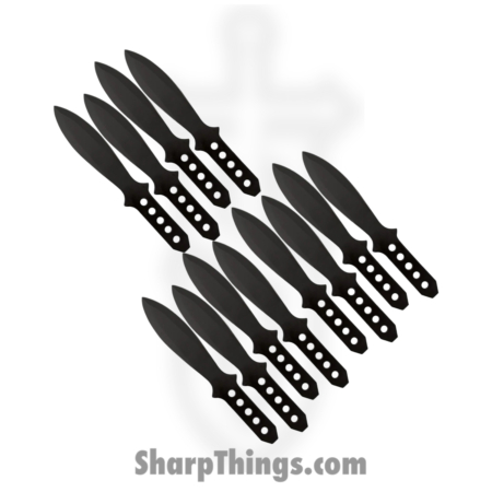 Tiger Throwers – TK-40-8-12 – 12 Piece 8.5 Inch Throwing Knife Set – Fixed Blade Knife – German Surgical Steel Coated Dagger – Steel – Black