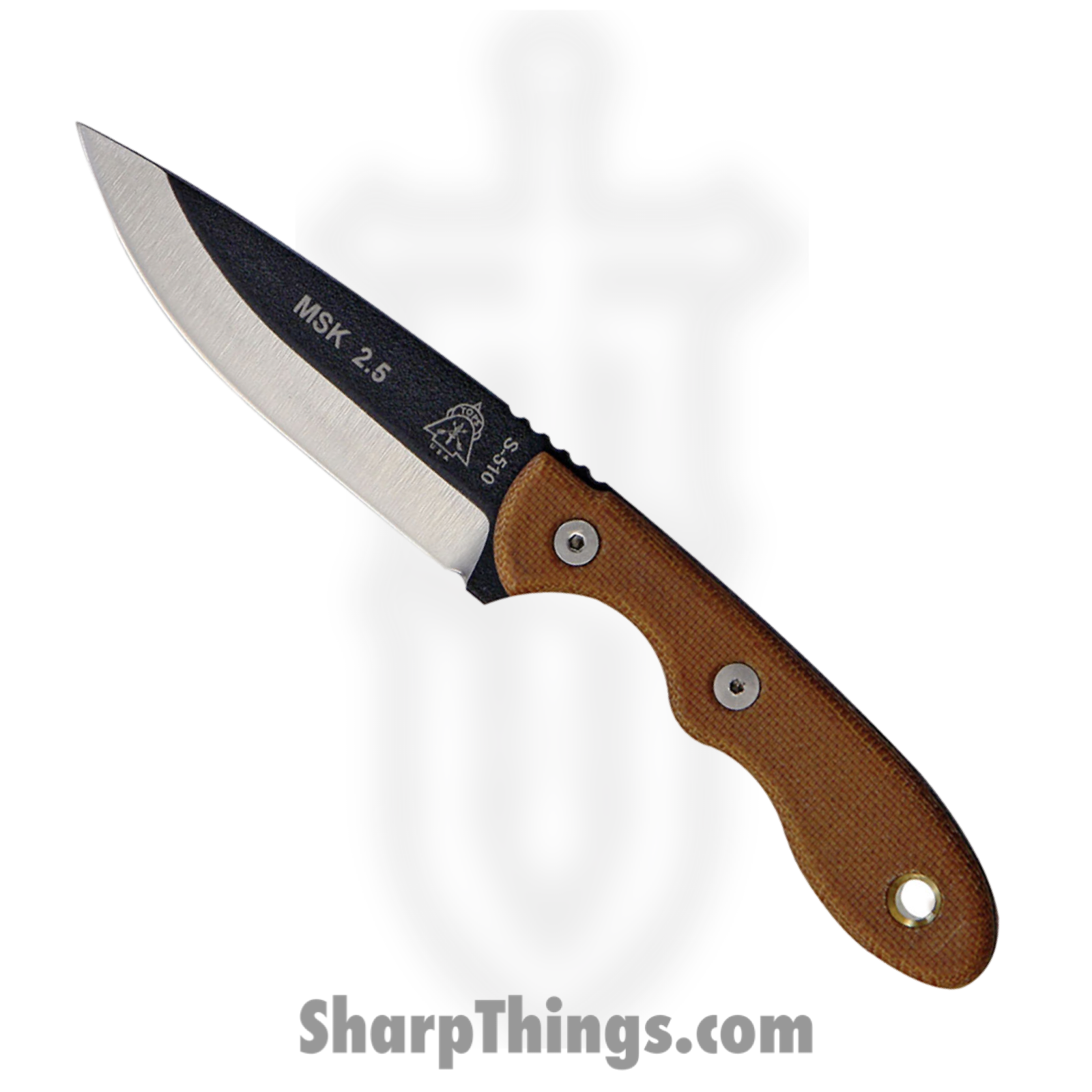 Tops - TPMSK25 - Mini Scandi - Fixed Blade Knife - 1095 HC Two Tone Drop Point - Micarta - Tan