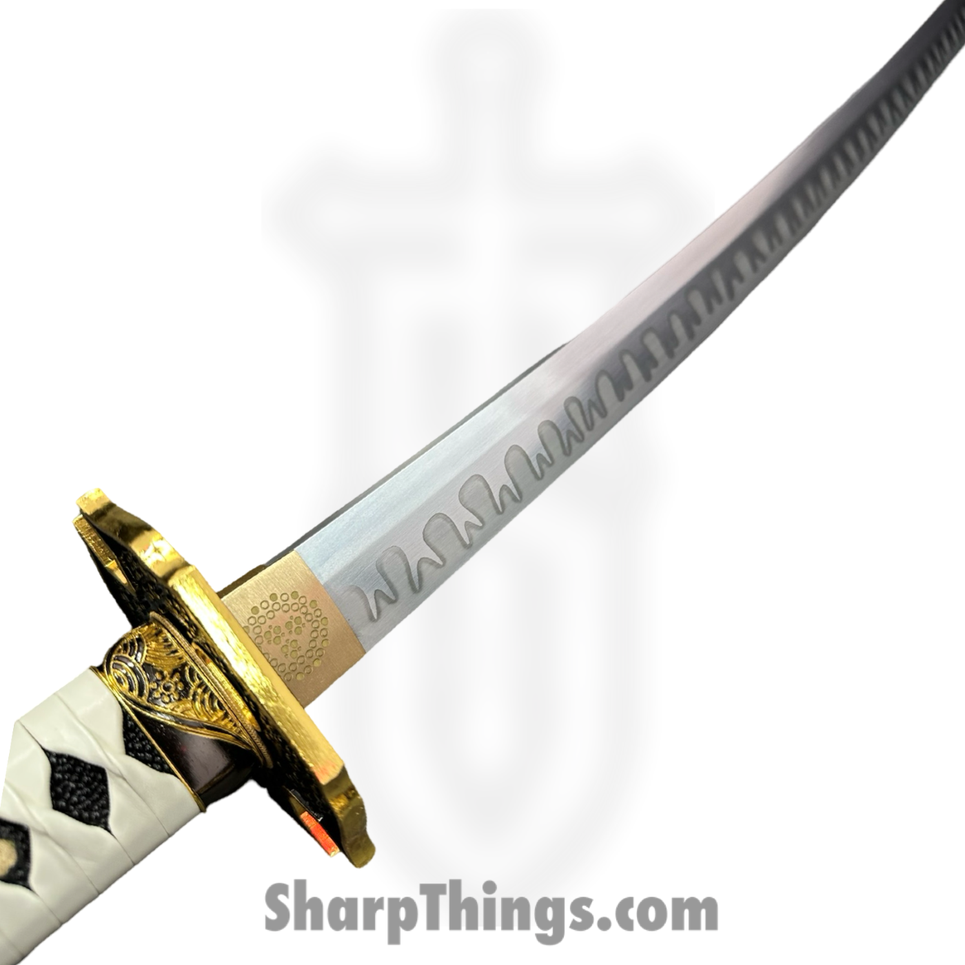 SBC - YAMOTO0125 - Yamato - Fixed Blade Knife - 65Mn Satin Katana - Leather Wrapped - White - Image 3