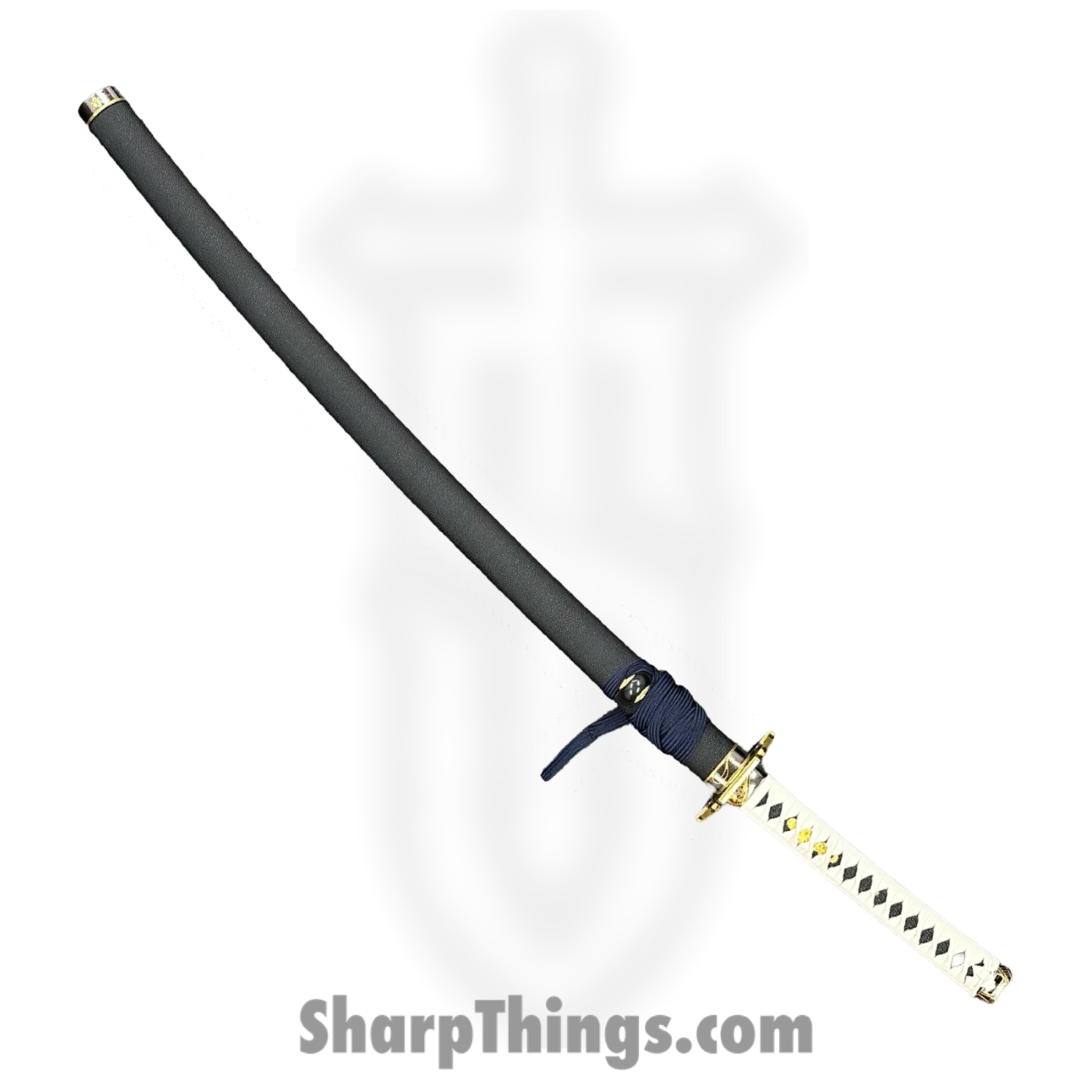 SBC - YAMOTO0125 - Yamato - Fixed Blade Knife - 65Mn Satin Katana - Leather Wrapped - White - Image 4