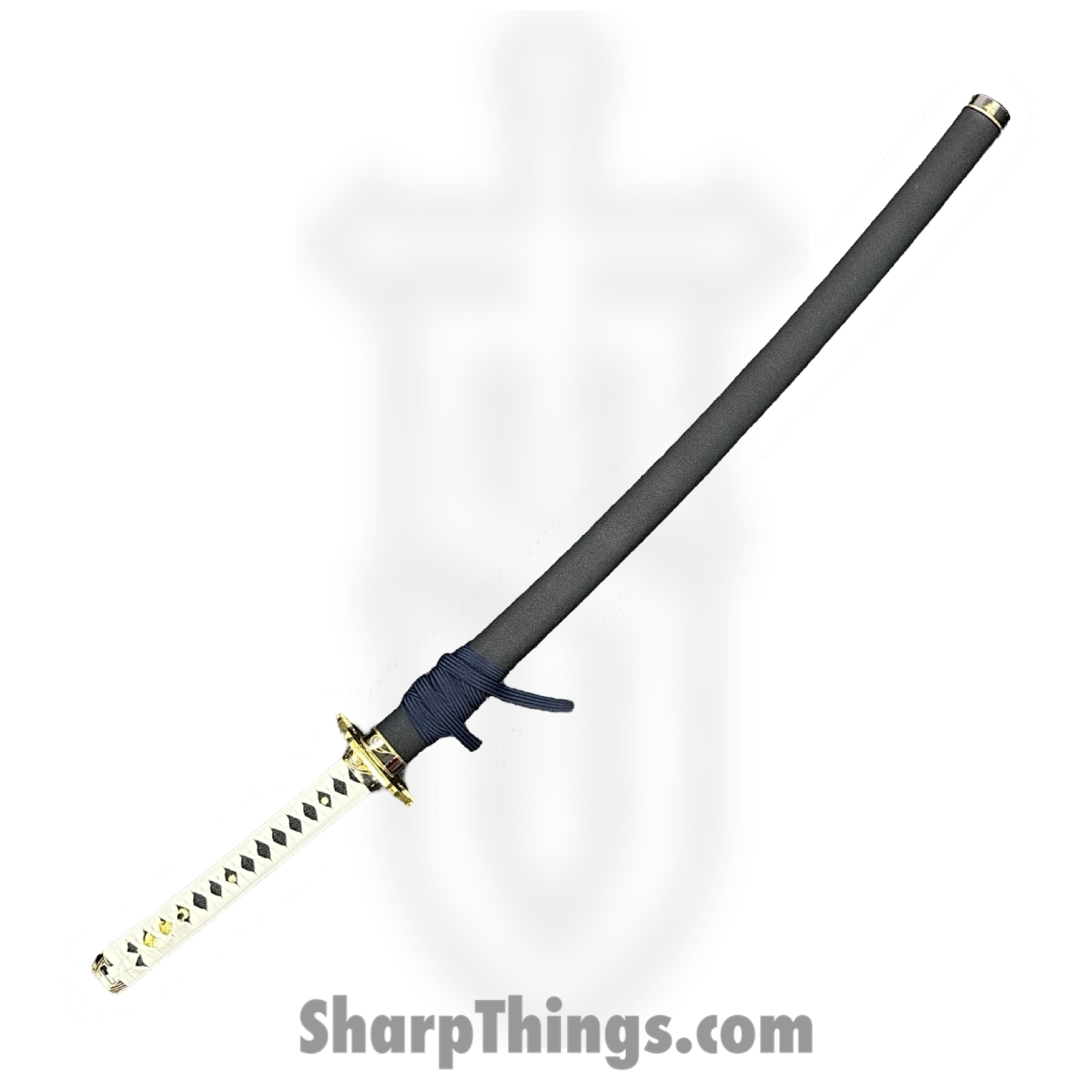 SBC - YAMOTO0125 - Yamato - Fixed Blade Knife - 65Mn Satin Katana - Leather Wrapped - White - Image 5