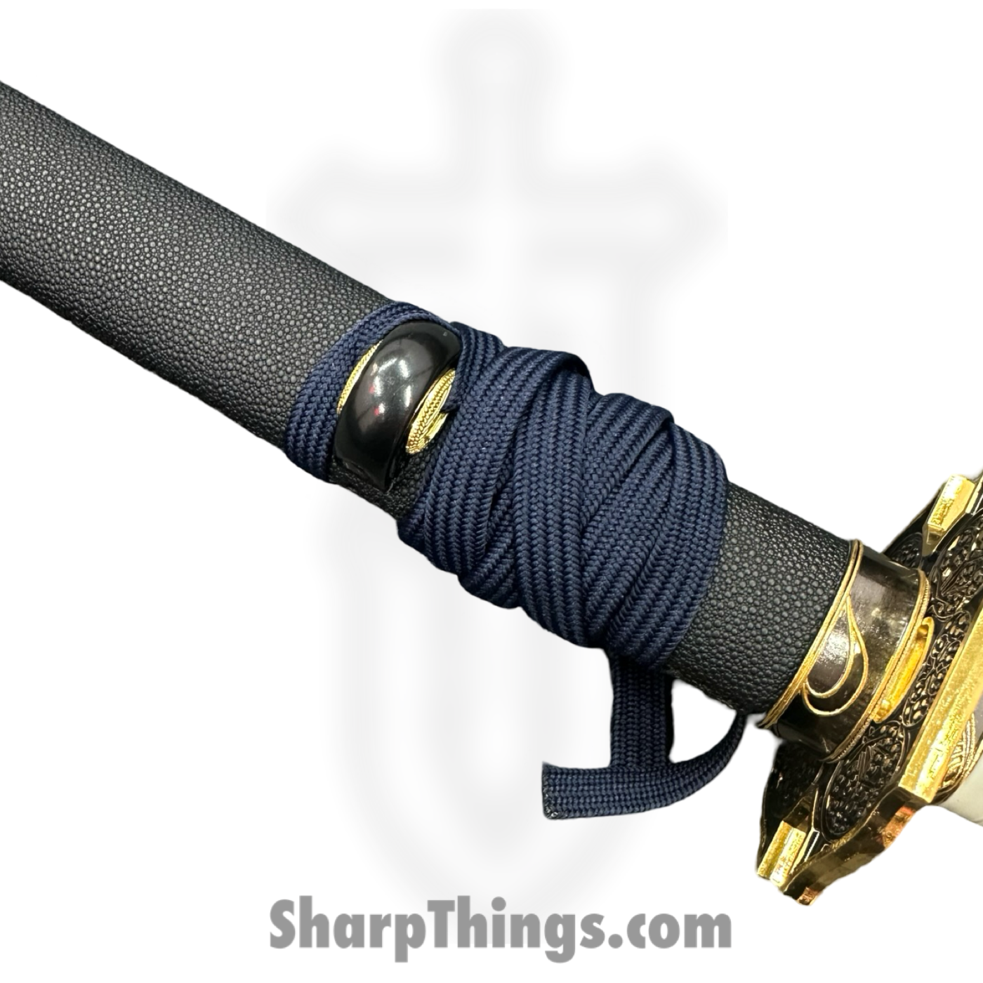 SBC - YAMOTO0125 - Yamato - Fixed Blade Knife - 65Mn Satin Katana - Leather Wrapped - White - Image 6