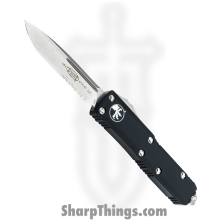 Microtech – 231-11 – UTX-85 – OTF Auto – M390, 204P, Elmax, or XHP Stonewash Drop Point P/S – Aluminum – Black