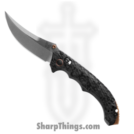 Benchmade – 865-02 – Mini Bedlam – Folding Knife – CPM S90V Coated Scimitar – Carbon Fiber – Black