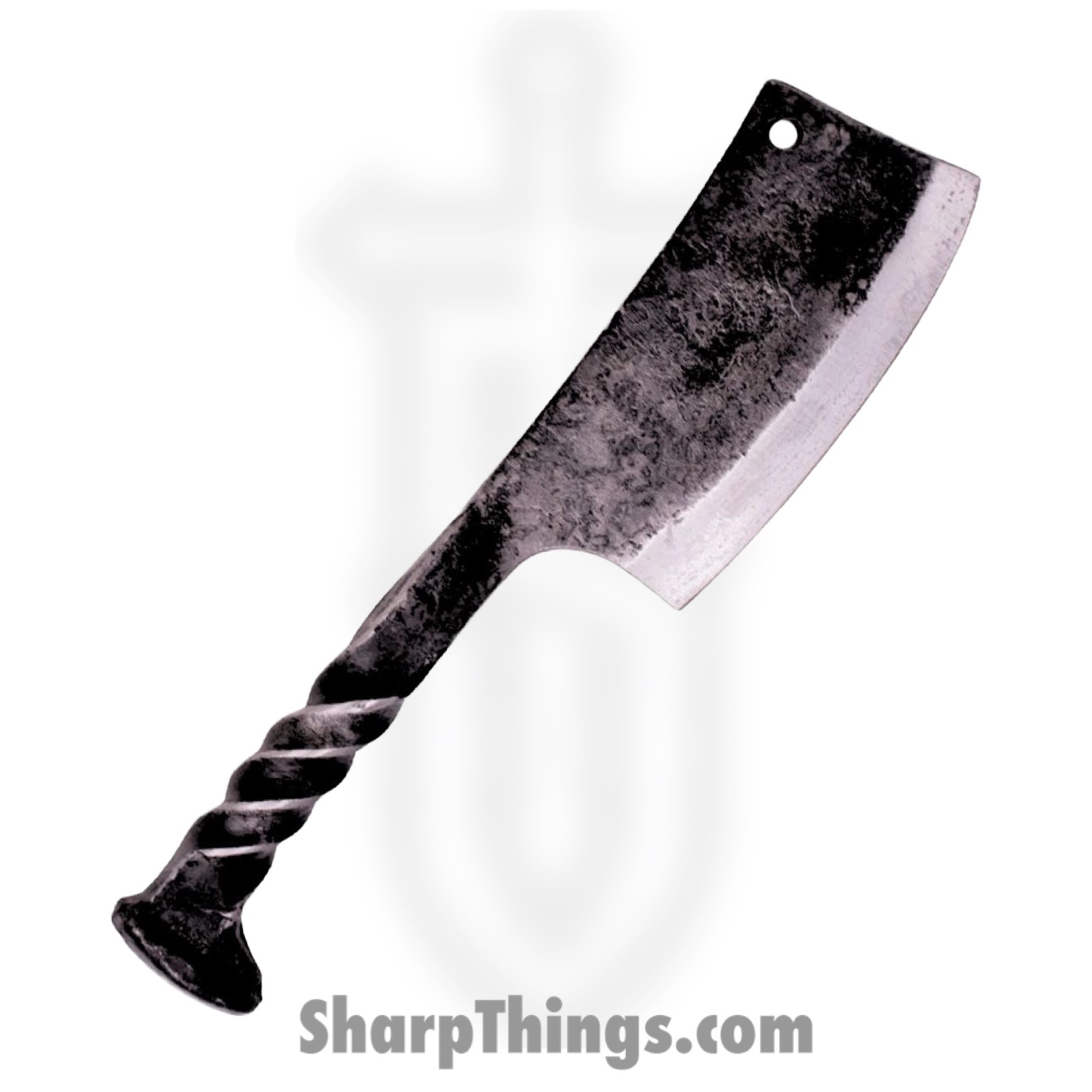 VOC - FB184 - Railroad Spike Knife - Fixed Blade Knife - Carbon Steel Stonewash Cleaver - Carbon Steel - Gray - Image 2