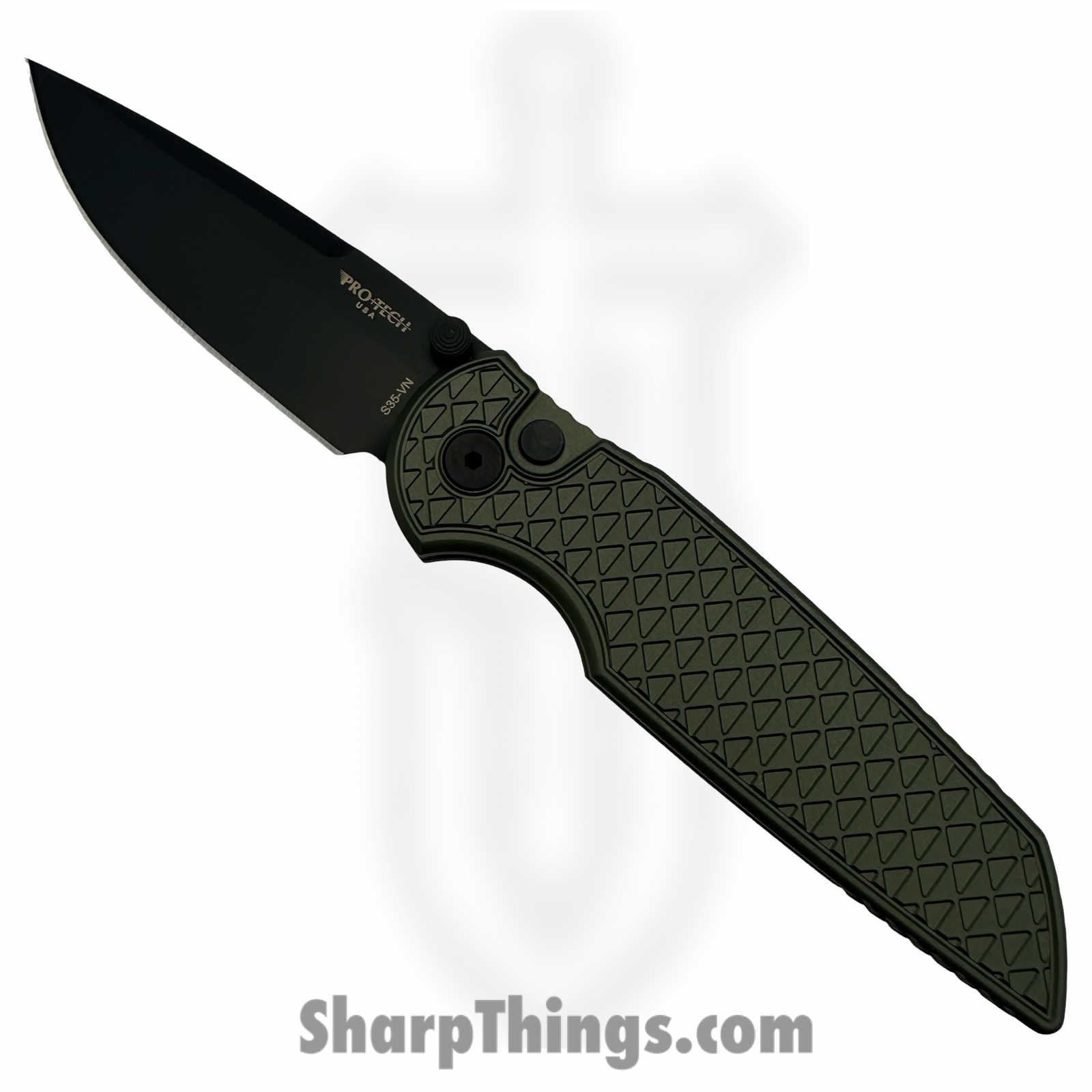 ProTech - INT106-Green - TR-3 INTEGRITY manual - Folding Knife - S35VN DLC Drop Point - Aluminum - Black/Green