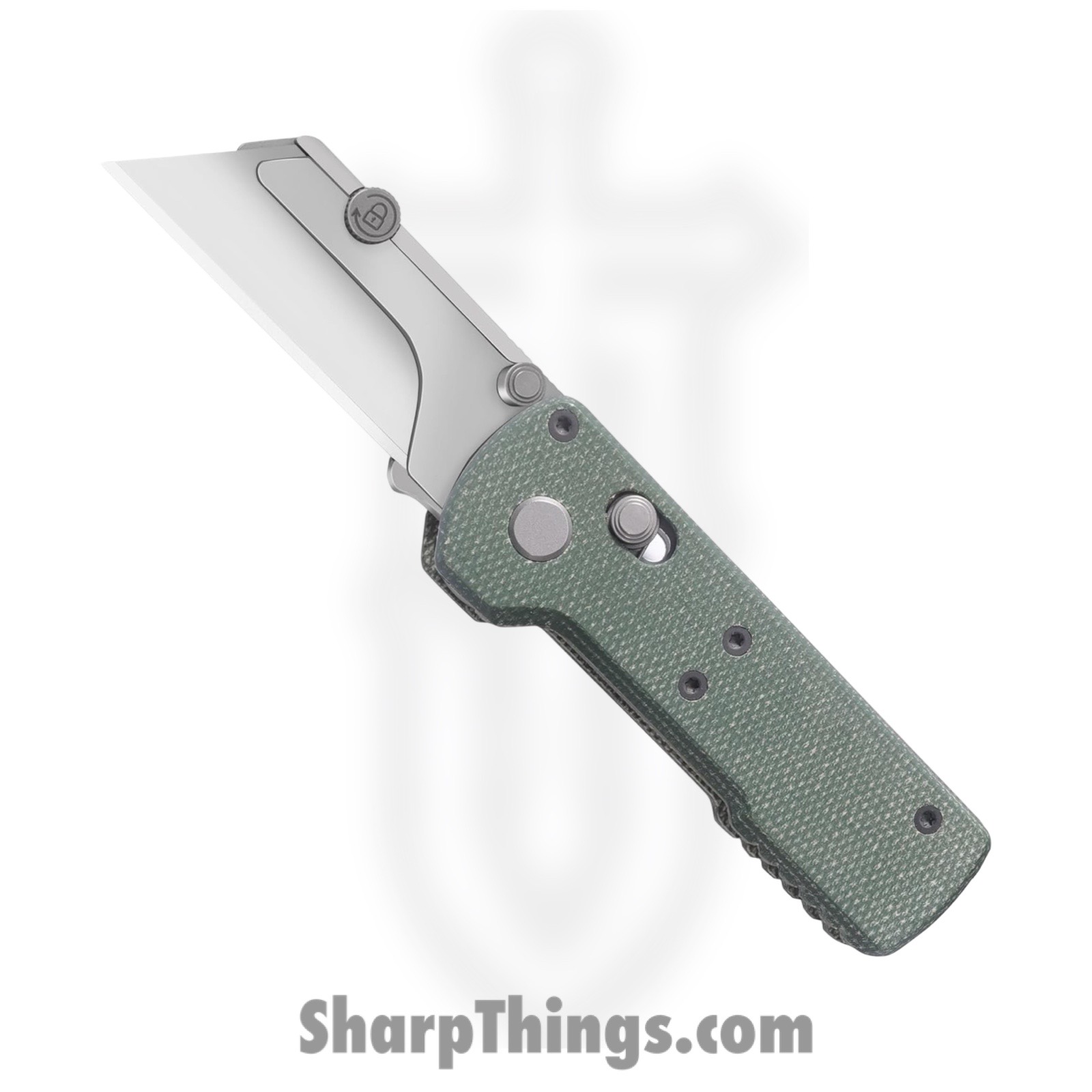 Olight - OKNU1GM - Otacle U1 Utility - Assisted Open Knife - SK5 HC Satin Reverse Tanto - Micarta - Green