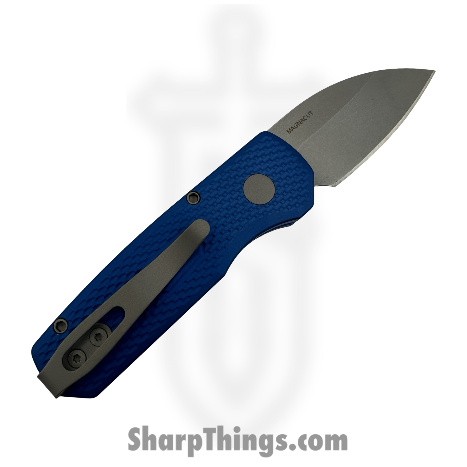 ProTech - R5305-Blue - Runt 5 Textured - Automatic Knife - CPM MagnaCut Stonewash Wharncliffe - Aluminum - Blue - Image 2