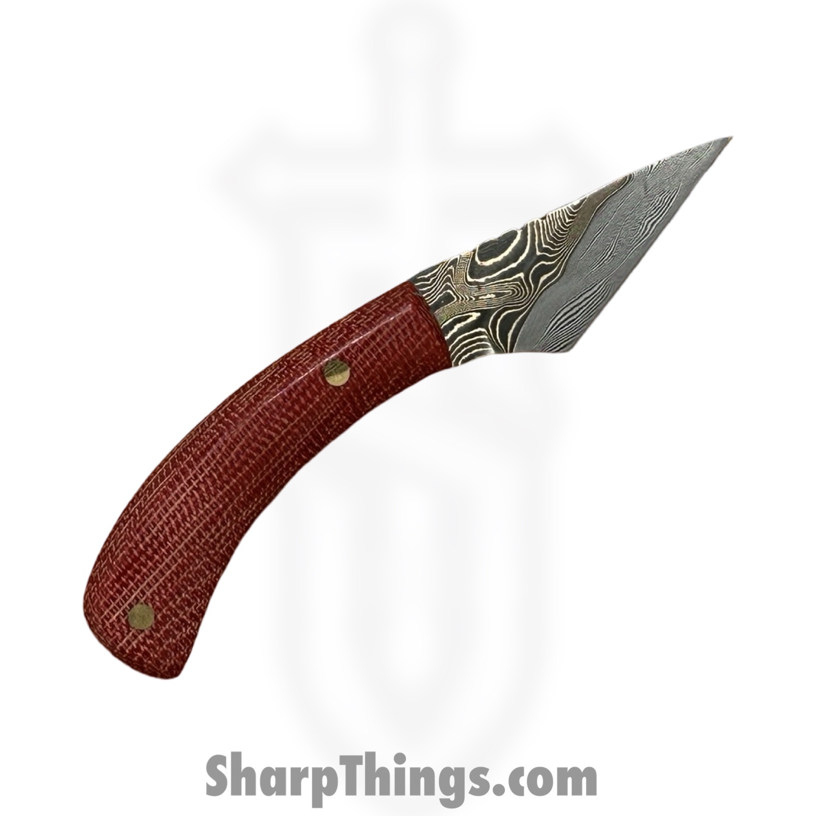 Royalty Rings Co. - RRC-Shk-01 - Shank - Fixed Blade Knife - Baker Forge Bronze Mai Damacore Damascus Kiridashi - Micarta - Red/White - Image 2