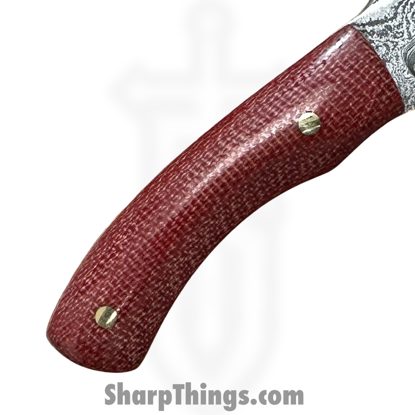 Royalty Rings Co. - RRC-SMNyx-01 - Small Nyx - Fixed Blade Knife - Baker Forge Icestom Wavy Damascus Kiridashi - Micarta - Red/White - Image 3