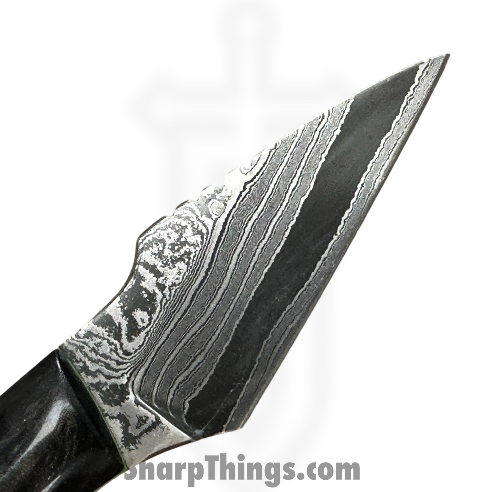 Royalty Rings Co. - RRC-Tln-01 - Talon - Fixed Blade Knife - Baker Forge Icestom Wavy Damascus Kiridashi - Resin - Black/Gold/Green - Image 7