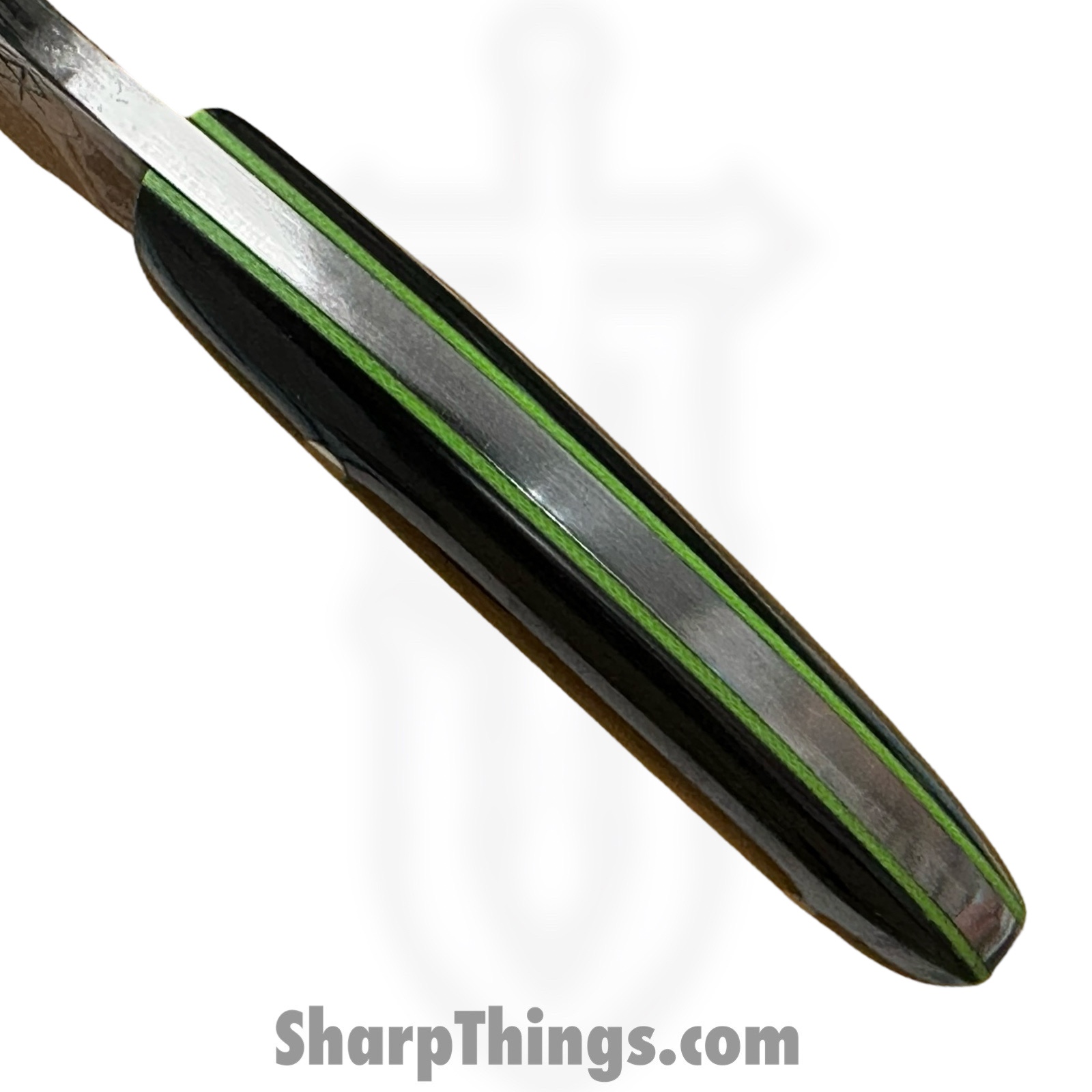 Royalty Rings Co. - RRC-Tln-01 - Talon - Fixed Blade Knife - Baker Forge Icestom Wavy Damascus Kiridashi - Resin - Black/Gold/Green - Image 4