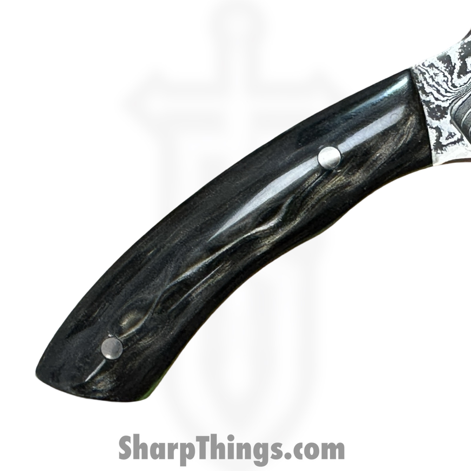 Royalty Rings Co. - RRC-Tln-01 - Talon - Fixed Blade Knife - Baker Forge Icestom Wavy Damascus Kiridashi - Resin - Black/Gold/Green - Image 3