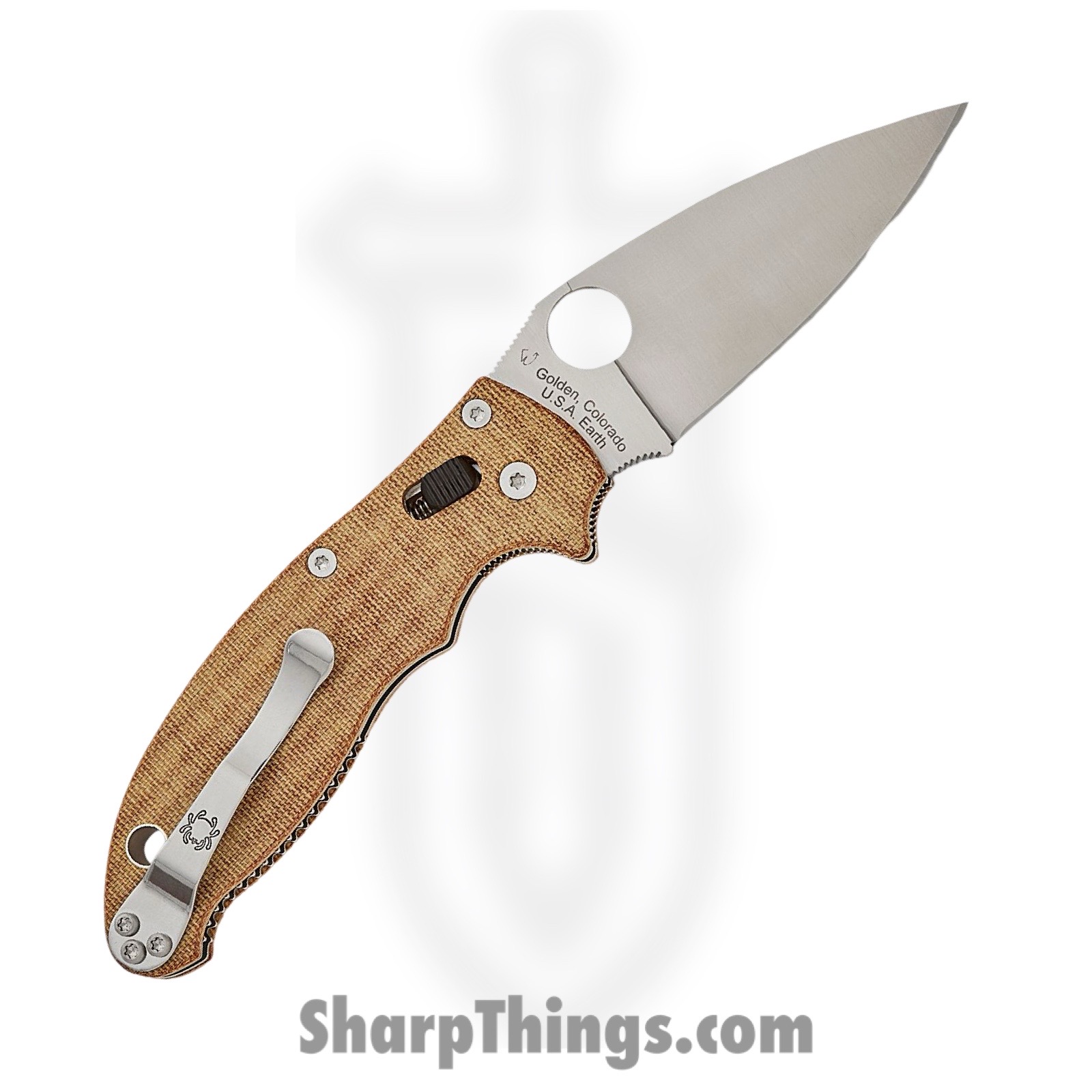 Spyderco - SC101MPCW2 - Manix 2 - Folding Knife - CPM CruWear Satin Leaf Shaped - Canvas Micarta - Brown - Image 2
