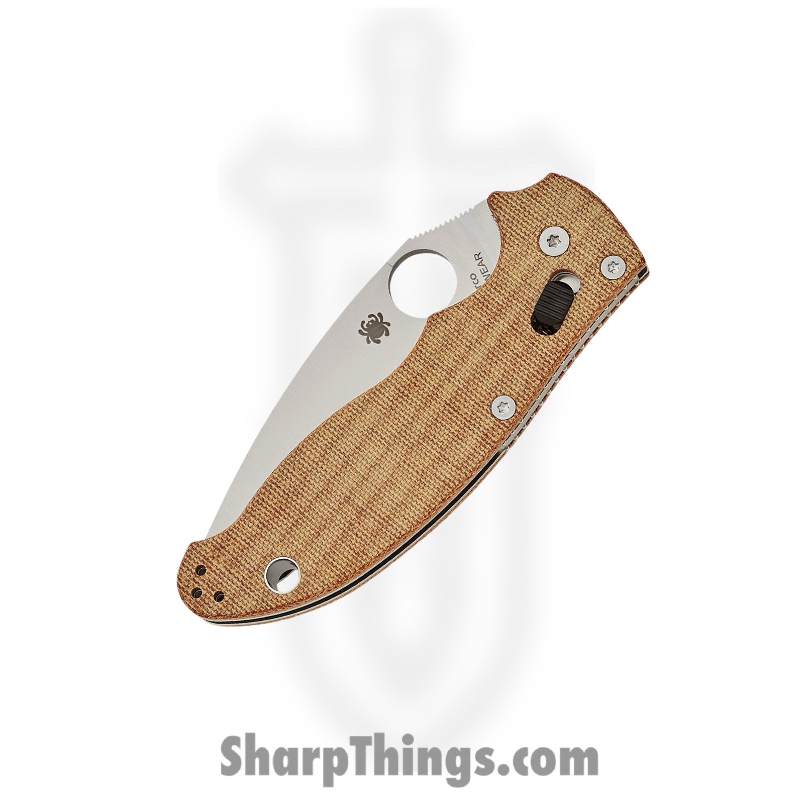 Spyderco - SC101MPCW2 - Manix 2 - Folding Knife - CPM CruWear Satin Leaf Shaped - Canvas Micarta - Brown - Image 3