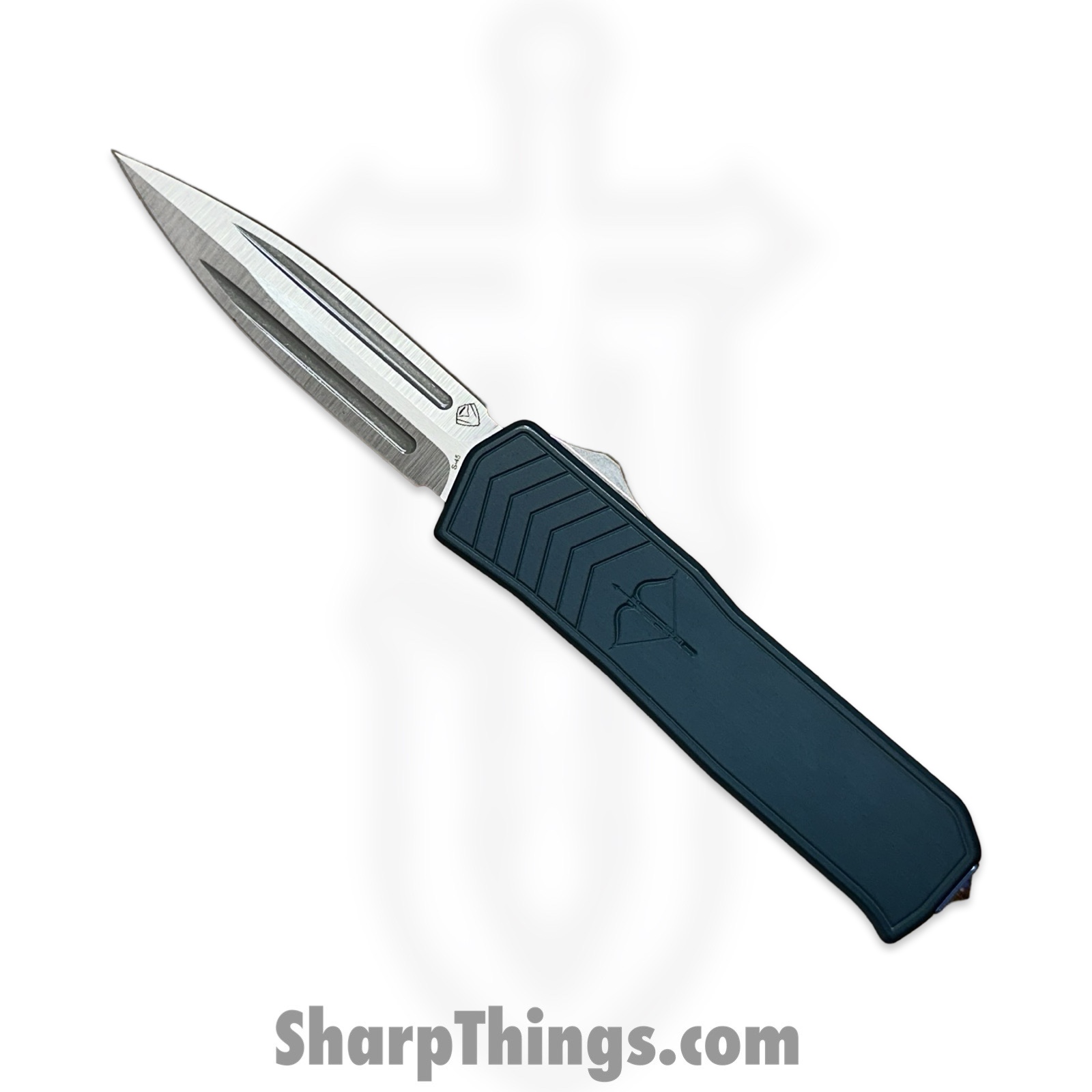 Medford Knife and Tool - 42625B - Merc 1 - OTF Auto - S45VN Tumbled Dagger - Aluminum - Blue