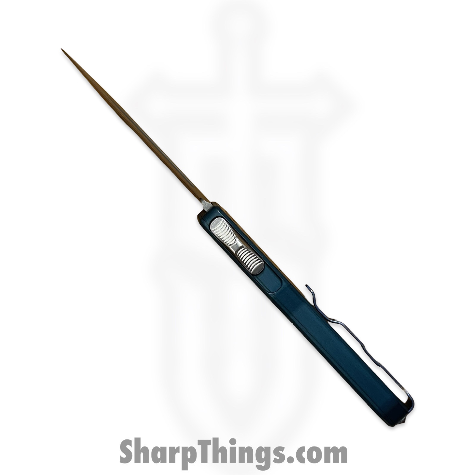 Medford Knife and Tool - 42625B - Merc 1 - OTF Auto - S45VN Tumbled Dagger - Aluminum - Blue - Image 8