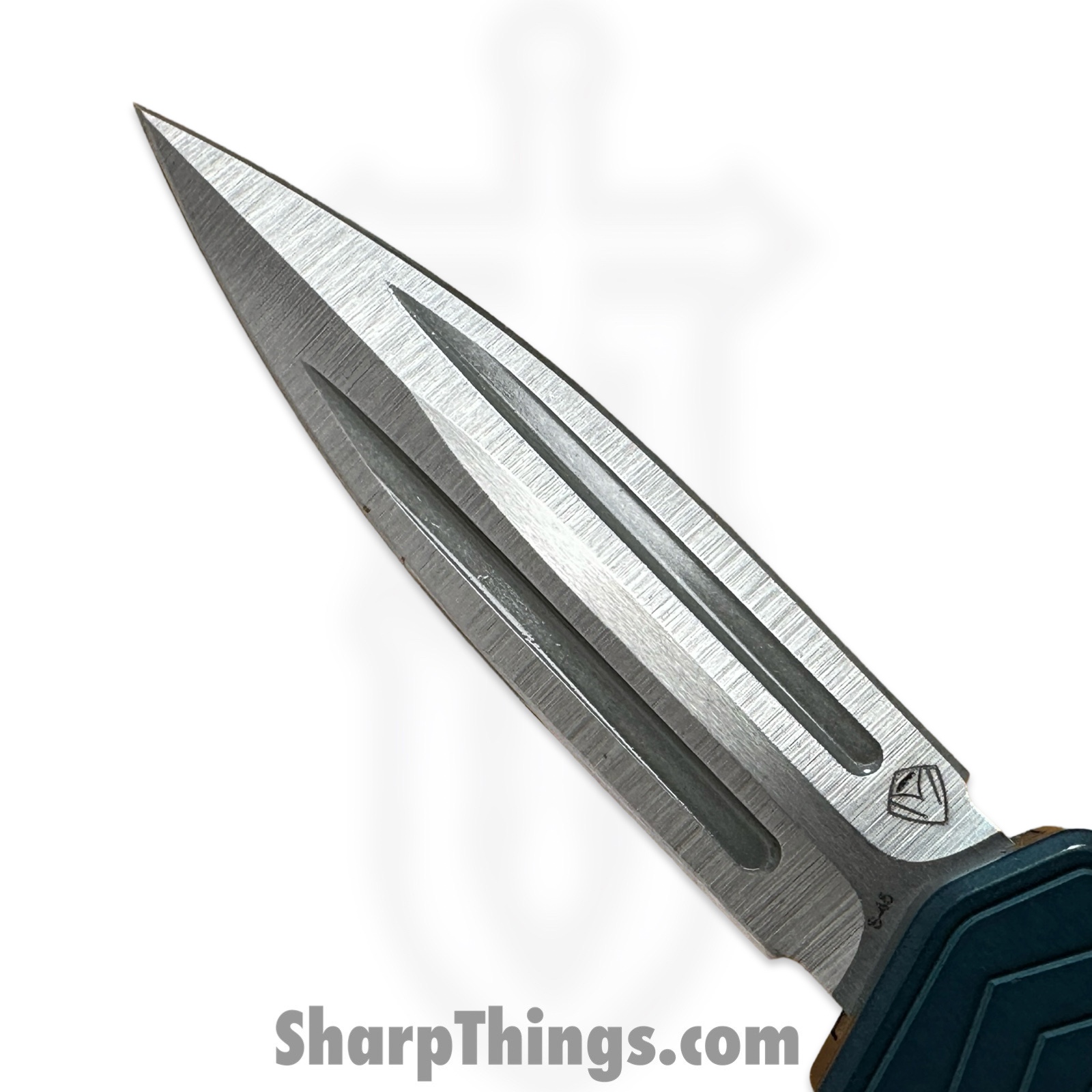 Medford Knife and Tool - 42625B - Merc 1 - OTF Auto - S45VN Tumbled Dagger - Aluminum - Blue - Image 6