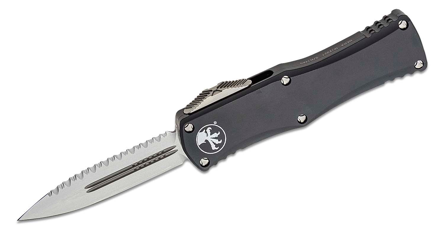 Microtech - 702-12 - Hera - OTF Auto - Elmax, M390, 204P Stonewash Dagger - 6061-T6 Aluminum - Black - Image 23