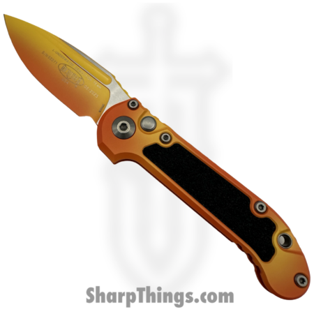 Microtech – 1135-1LPSUS – LUDT Gen III – Automatic Knife – M390MK Coated Drop Point – Aluminum with Traction Tape Inserts – Sunrise