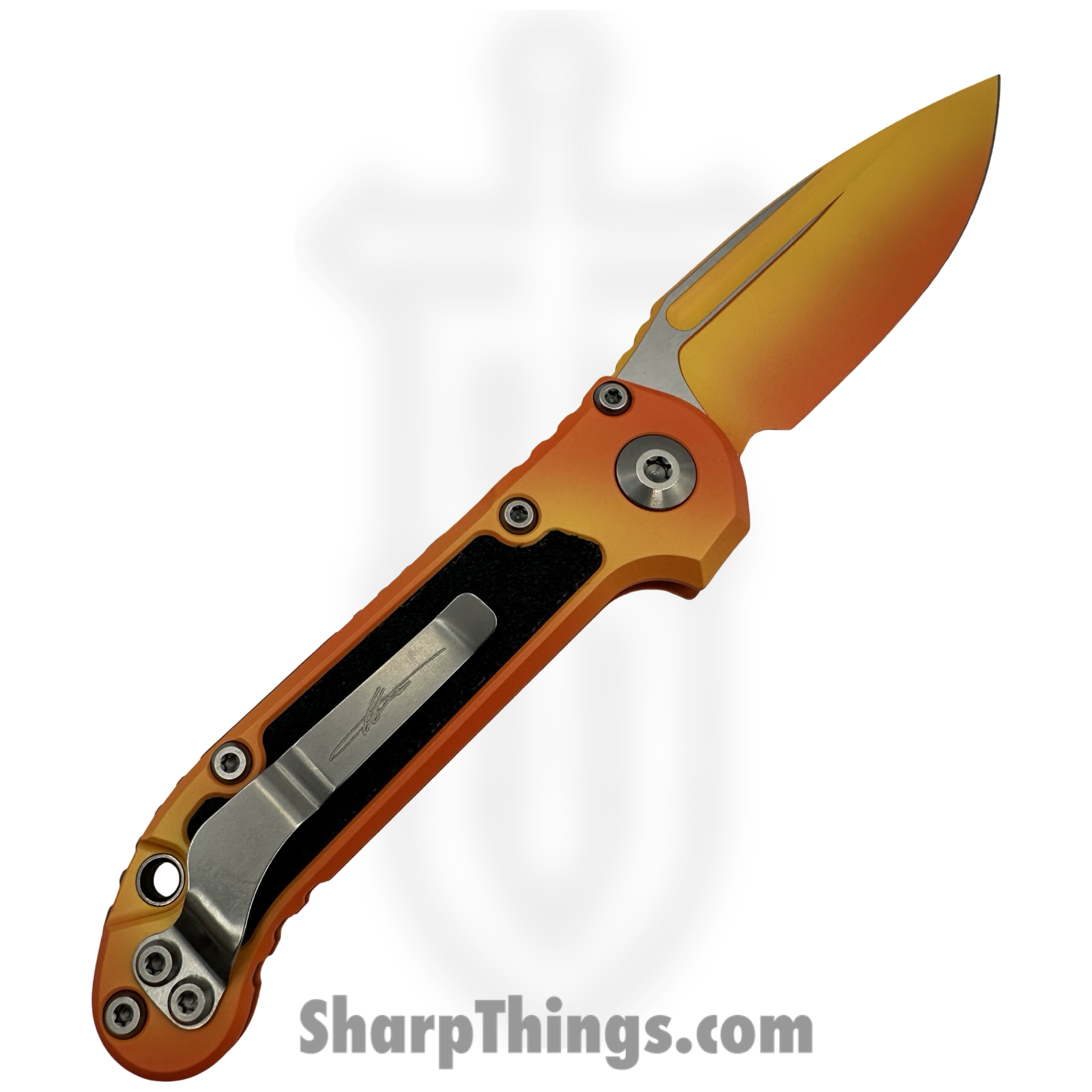 Microtech - 1135-1LPSUS - LUDT Gen III - Automatic Knife - M390MK Coated Drop Point - Aluminum with Traction Tape Inserts - Sunrise - Image 3