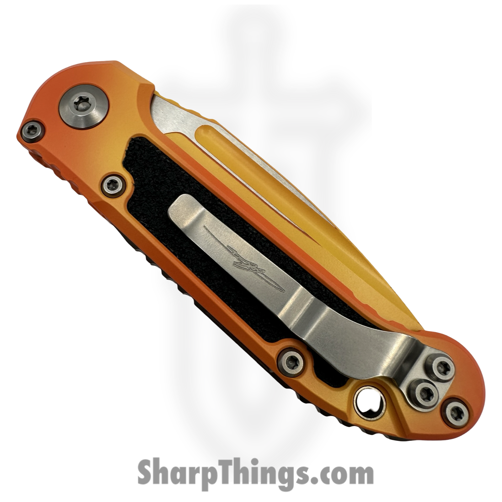 Microtech - 1135-1LPSUS - LUDT Gen III - Automatic Knife - M390MK Coated Drop Point - Aluminum with Traction Tape Inserts - Sunrise - Image 4