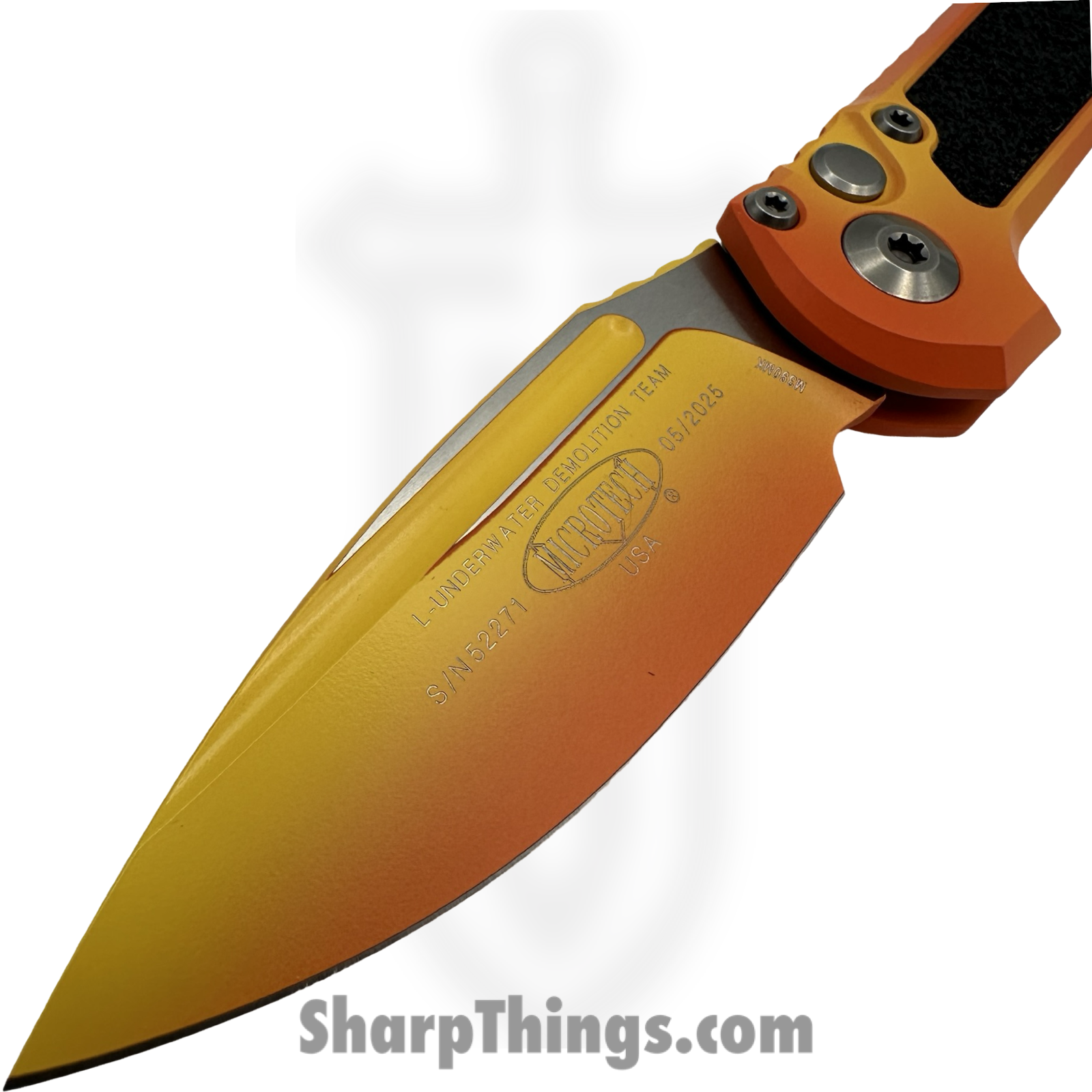 Microtech - 1135-1LPSUS - LUDT Gen III - Automatic Knife - M390MK Coated Drop Point - Aluminum with Traction Tape Inserts - Sunrise - Image 5