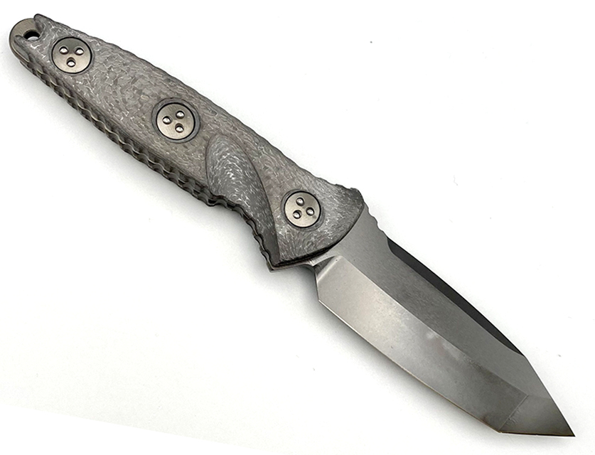 Microtech - 114M-1DLCTCFS - Socom Alpha Mini - Fixed Blade Knife - Elmax, M390, 204P Coated Clip Point - Carbon Fiber - Black - Image 18