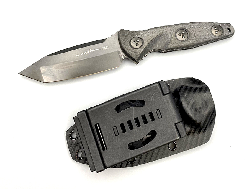 Microtech - 114M-1DLCTCFS - Socom Alpha Mini - Fixed Blade Knife - Elmax, M390, 204P Coated Clip Point - Carbon Fiber - Black - Image 19