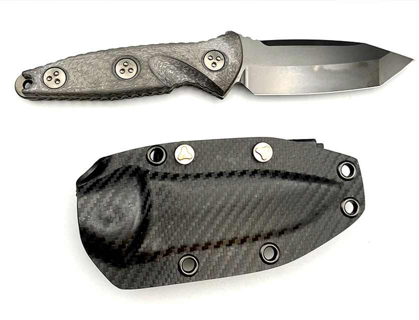 Microtech - 114M-1DLCTCFS - Socom Alpha Mini - Fixed Blade Knife - Elmax, M390, 204P Coated Clip Point - Carbon Fiber - Black - Image 20