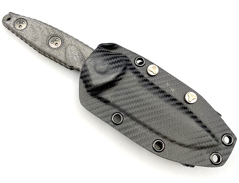 Microtech - 114M-1DLCTCFS - Socom Alpha Mini - Fixed Blade Knife - Elmax, M390, 204P Coated Clip Point - Carbon Fiber - Black - Image 16