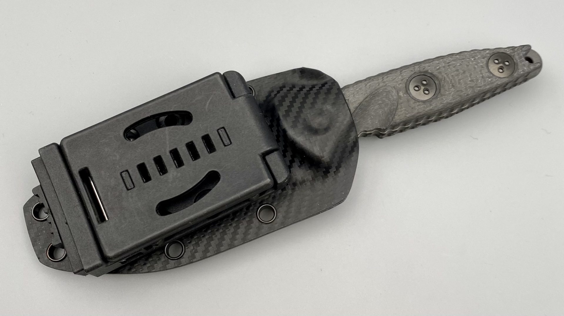 Microtech - 114M-1DLCTCFS - Socom Alpha Mini - Fixed Blade Knife - Elmax, M390, 204P Coated Clip Point - Carbon Fiber - Black - Image 21