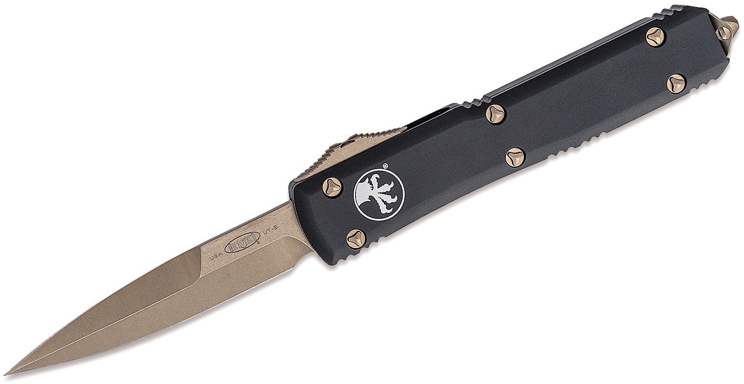 Microtech - 120-13 - Ultratech - OTF Auto - Double Edge Bayonet Bronze Blade M390 - 6061-T6 Aluminum - Black - Image 11