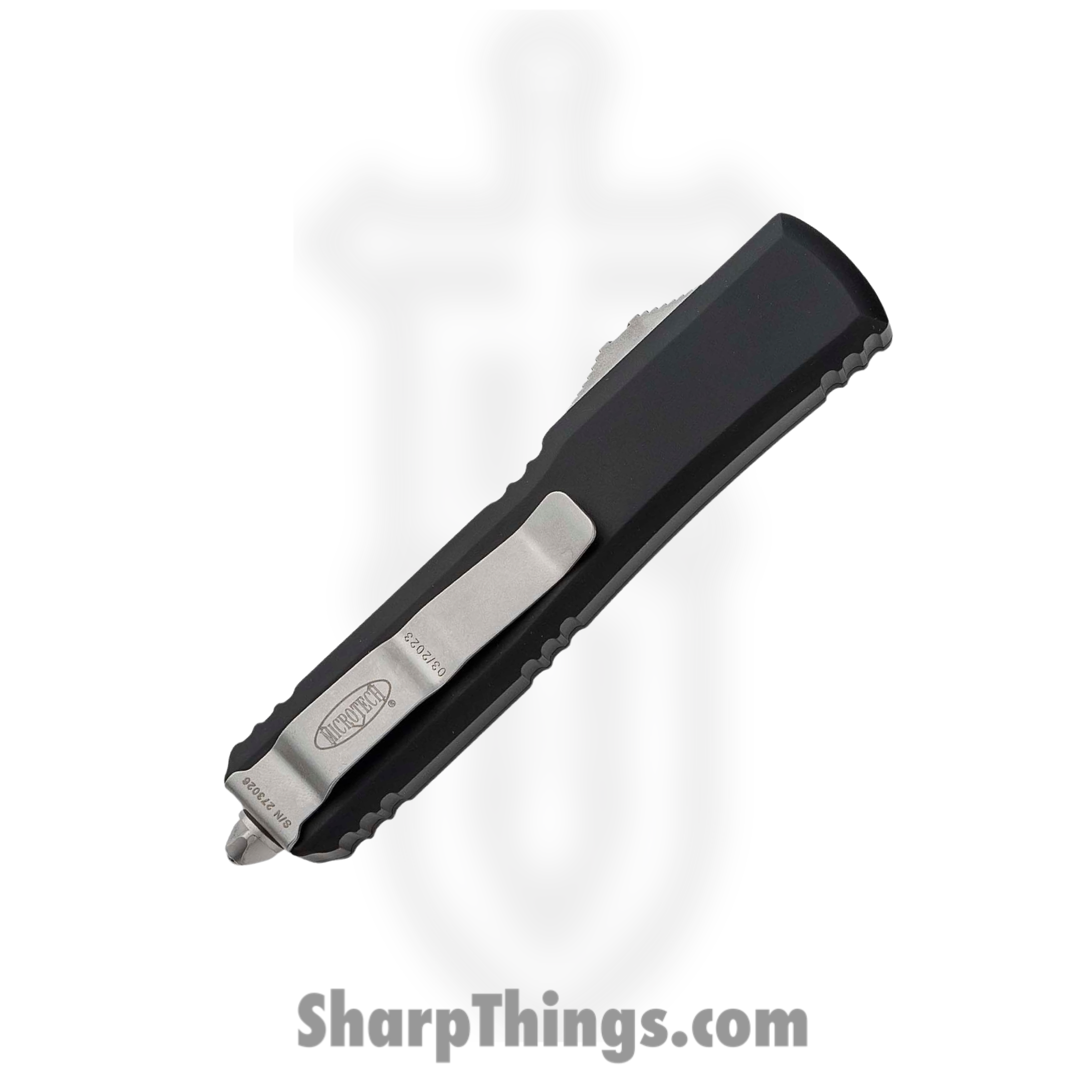 Microtech - 121-10 - Ultratech - OTF Auto - Stonewash Drop Point - 6061-T6 Aluminum - Black - Image 9